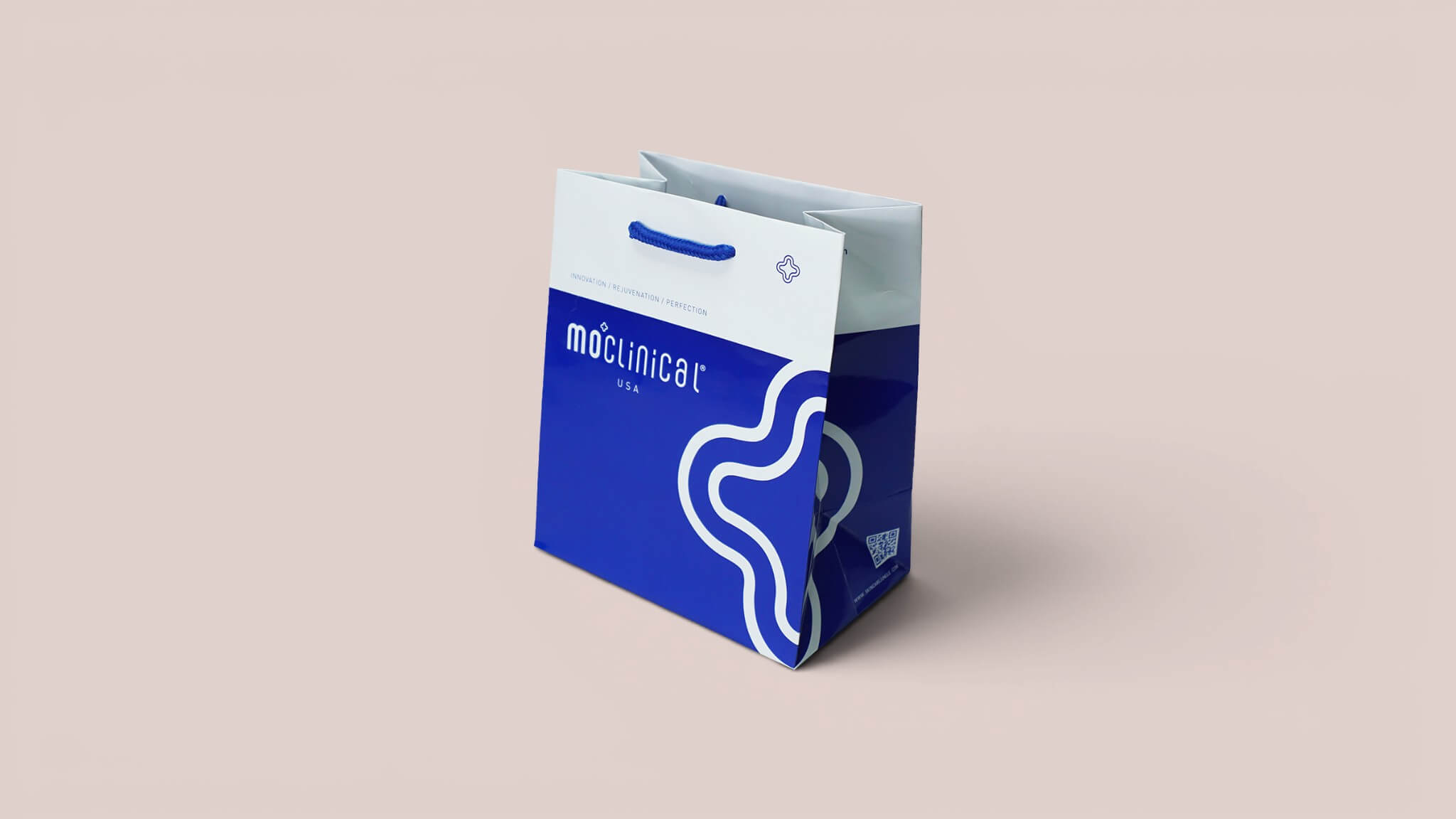 Gloss laminated coated paper bag with one-color full-bleed printing