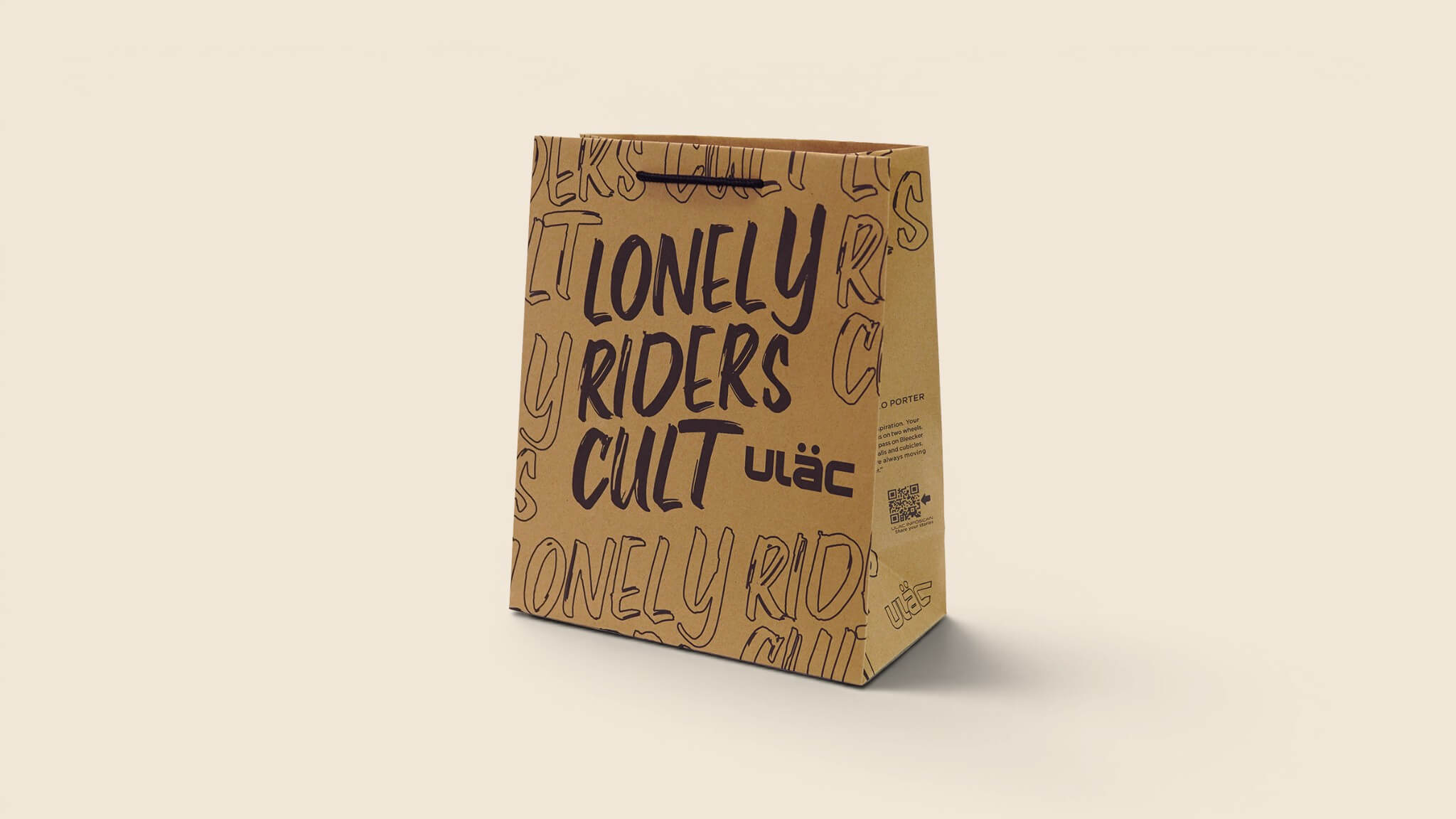 Natural kraft paper bag with single-color logo printing