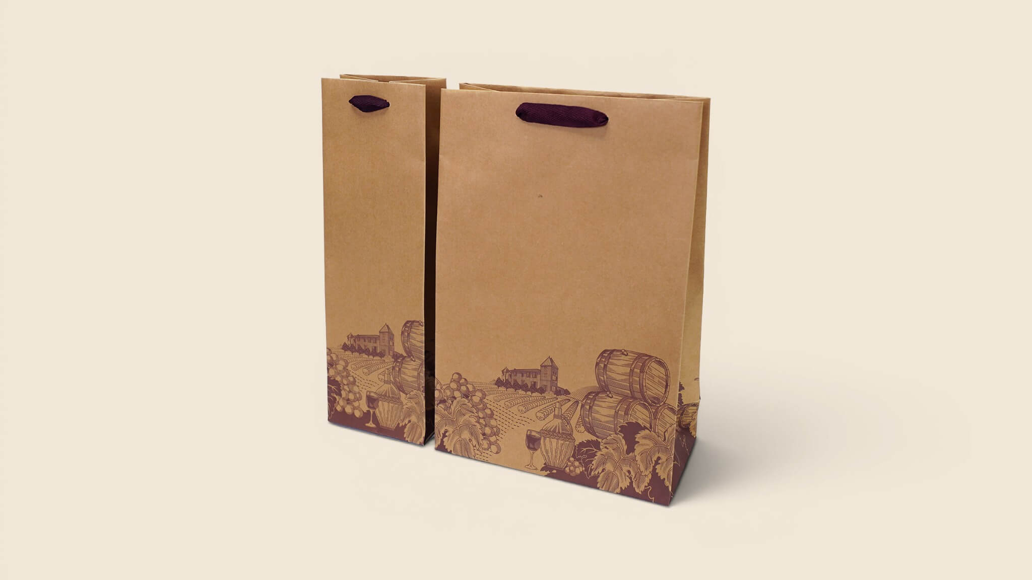 Natural kraft paper bag with spot-color printing