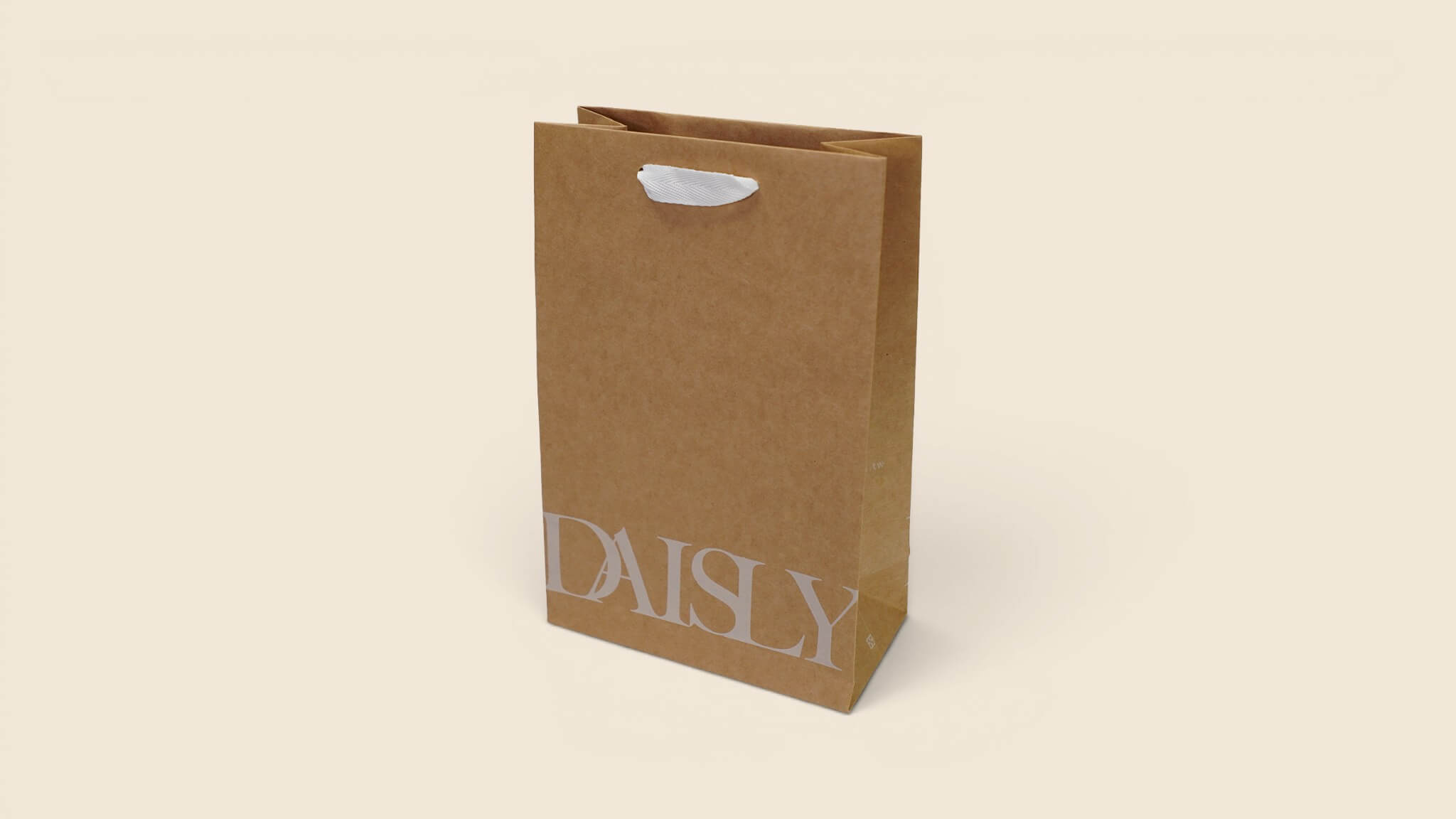 Natural kraft paper bag with white ink printing