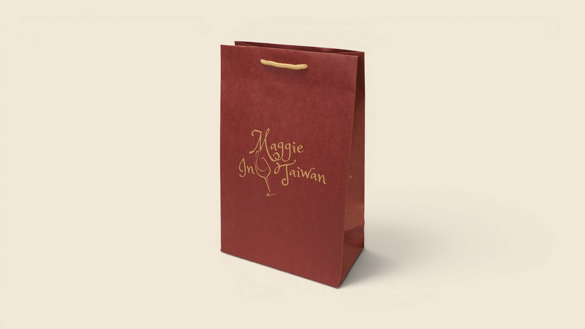 Natural kraft paper bag with one-color full-bleed background
