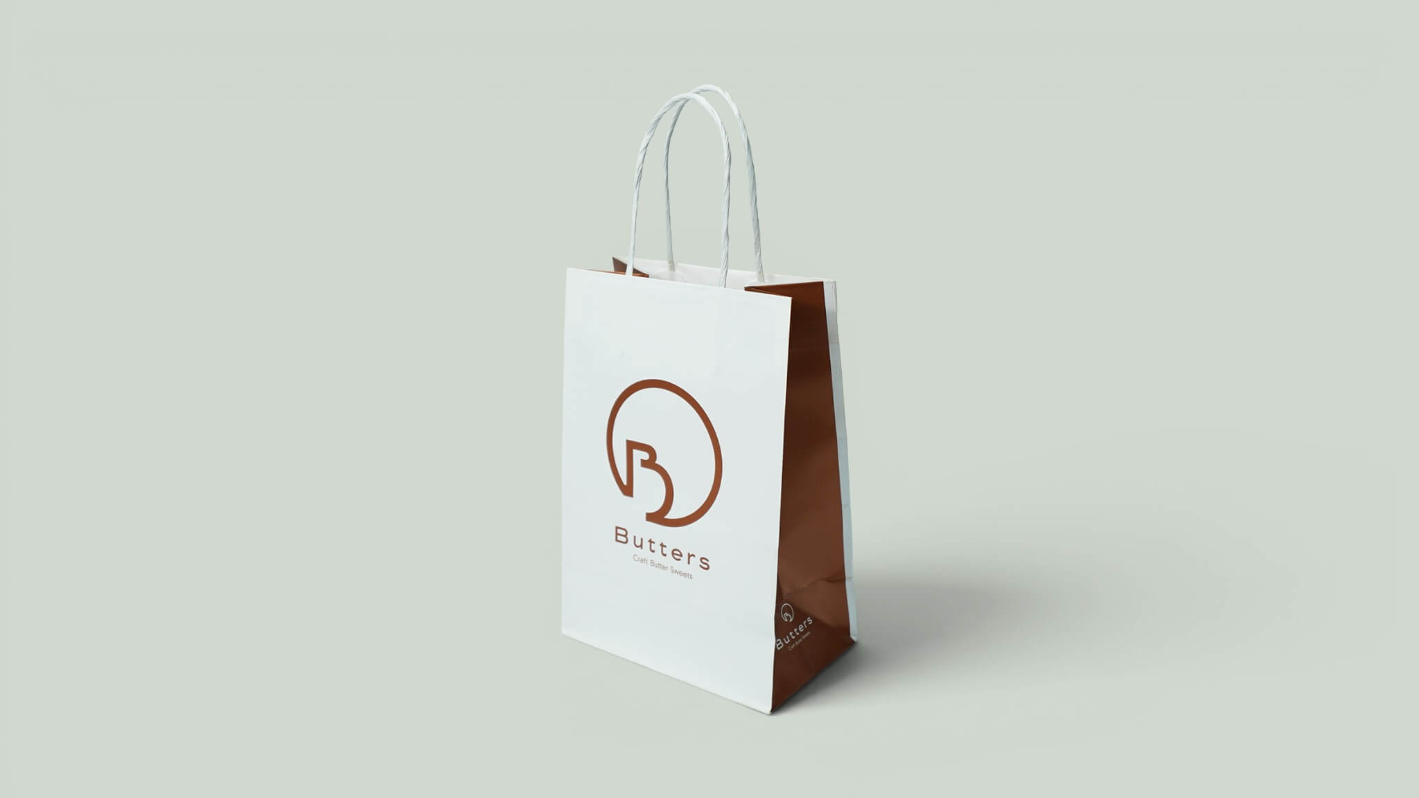 White kraft paper bag with metallic ink printing